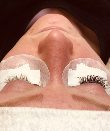 Eyelash Extensions lashes in process