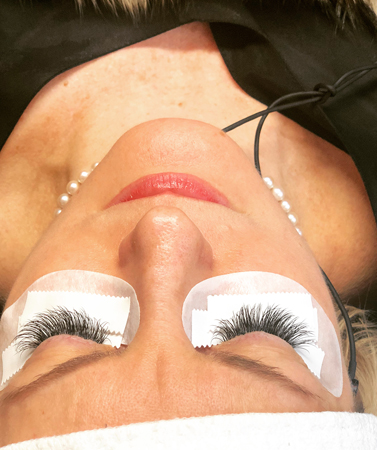 Eyelash Extensions lashes during process